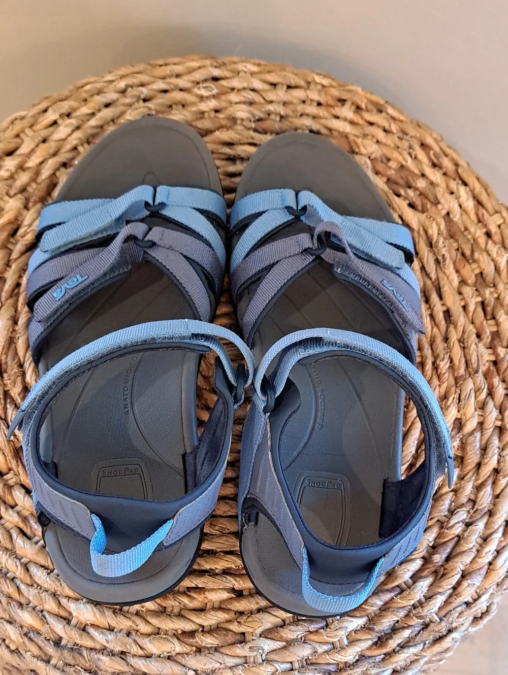 TEVA Womens Tirra Outdoor/Active Blue Nylon Strap Grey/Black Rubber Sandals 9